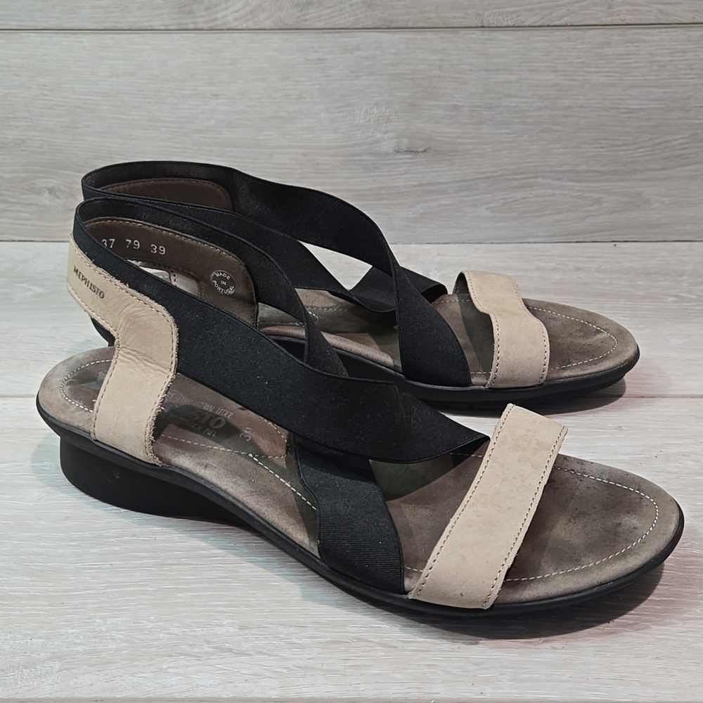 Mephisto Women Air Relaxed Leather Wedge Sandals shoes sz 39/9